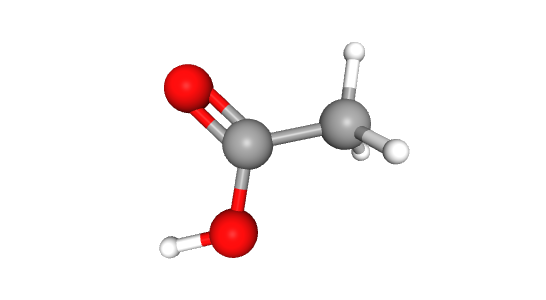 ساختار شیمیایی سه بعدی استیک اسید